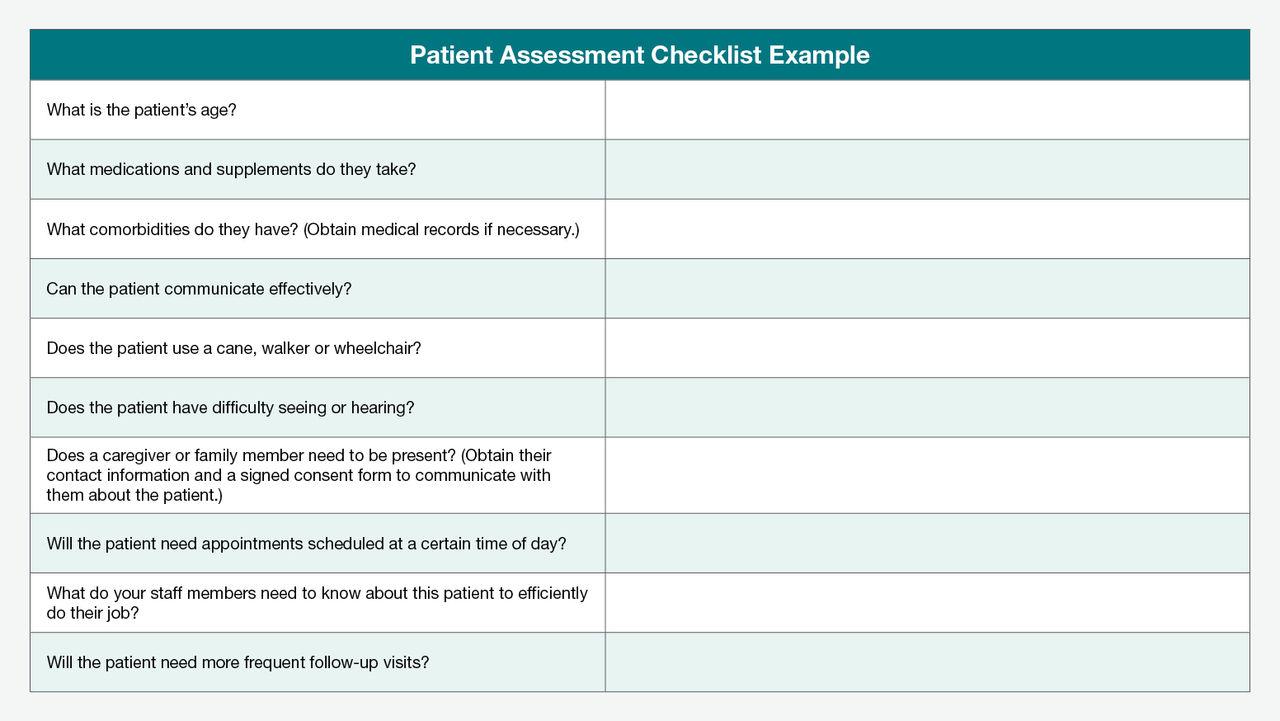 Create your own patient assessment checklist to determine which treatment path is most effective. 