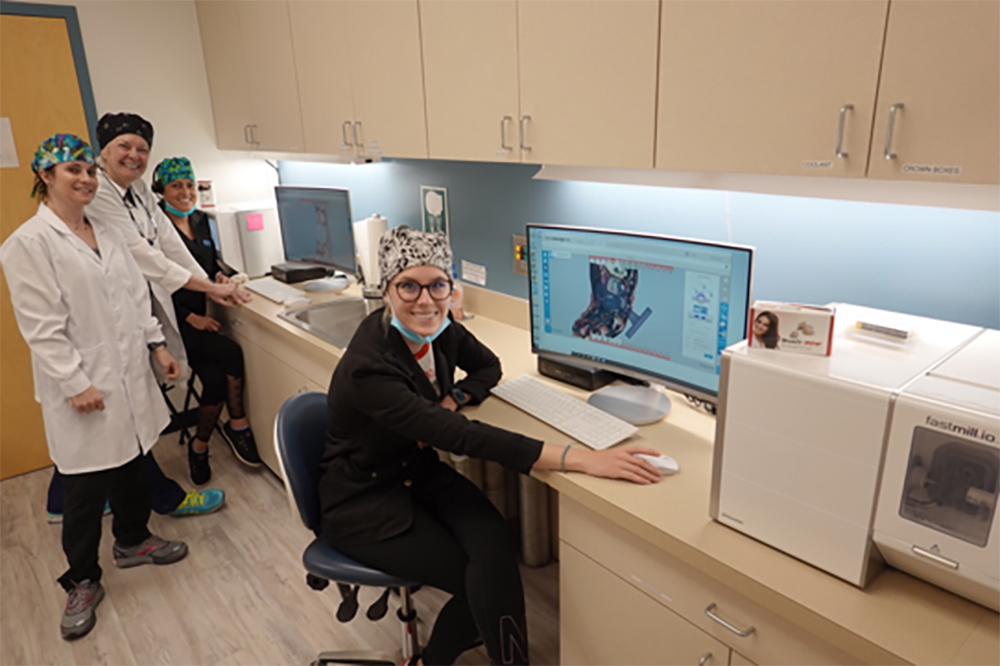 Glidewell provided Dr. LaCouture’s team with advanced training in the use of the glidewell.io In-Office Solution. Now, the team members utilize a dedicated lab area to design and mill their single-visit restorations.
