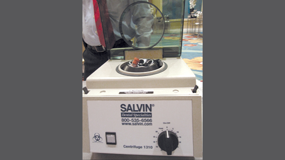 Sample placed in Salvin centrifuge