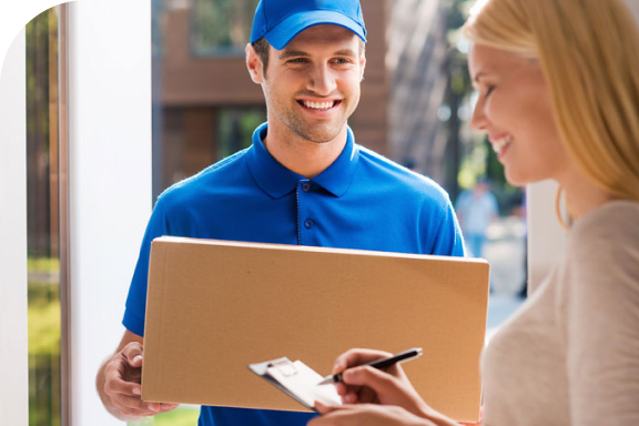customer signing for package delivery